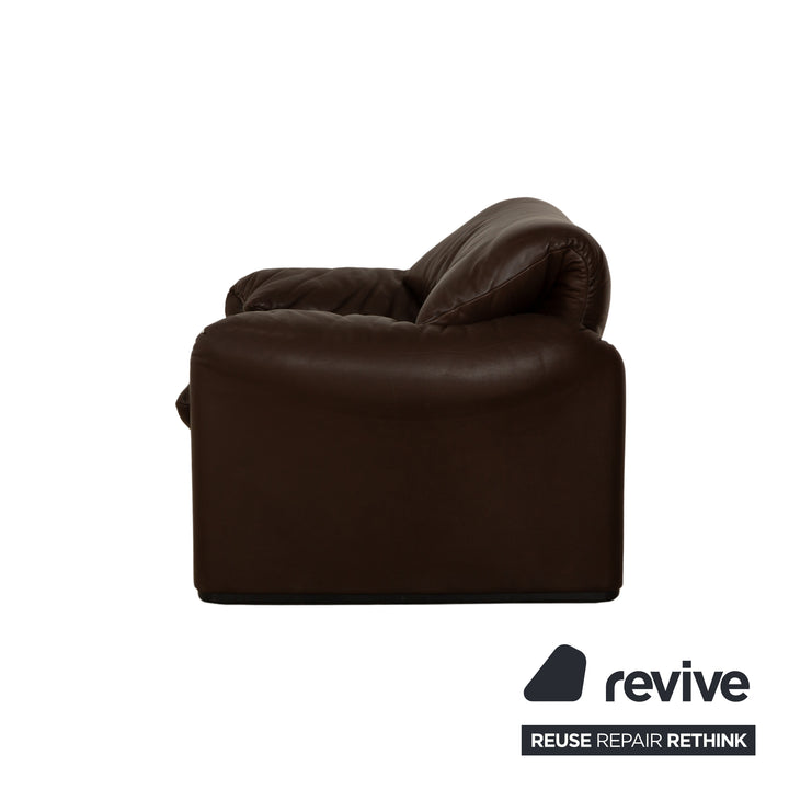 Cassina Maralunga leather armchair brown chestnut manual function