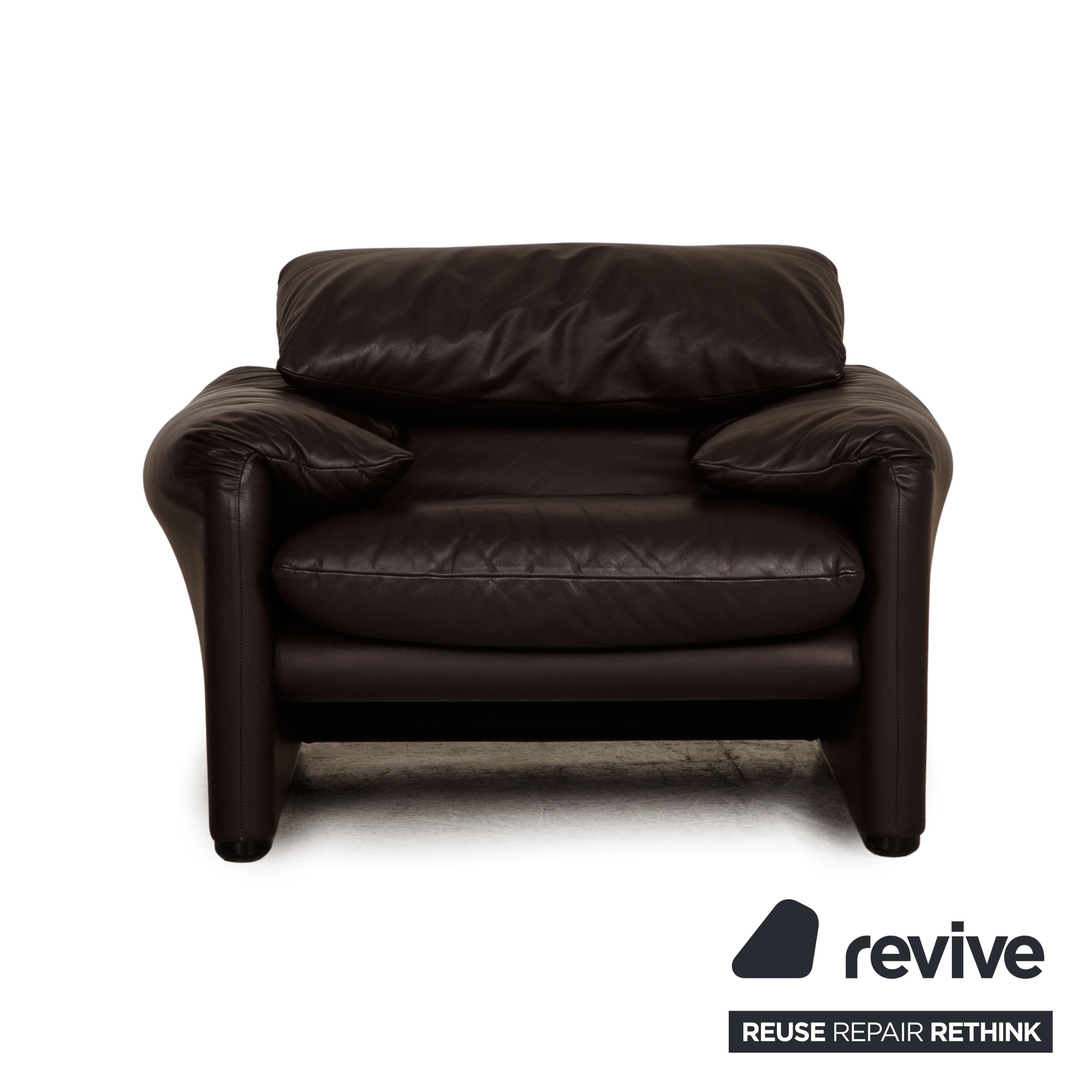 Cassina Maralunga Fauteuil En Cuir Marron Foncé Fonction