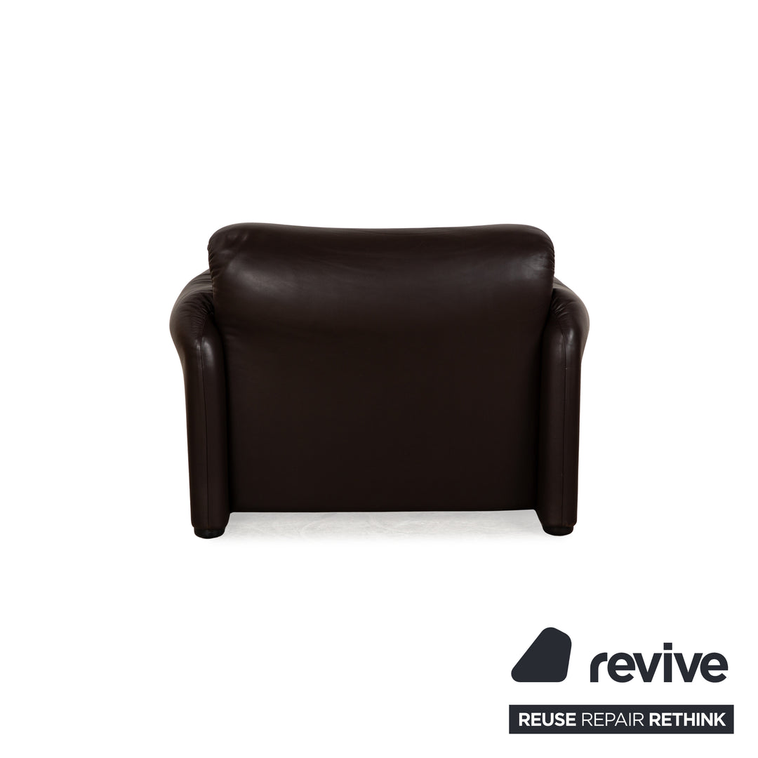Cassina Maralunga Leather Armchair Set Brown Dark Brown Armchair Stool Manual Function