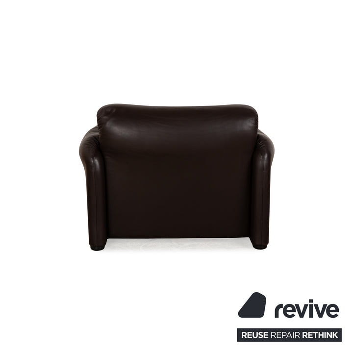 Cassina Maralunga Leather Armchair Set Brown Dark Brown Armchair Stool Manual Function