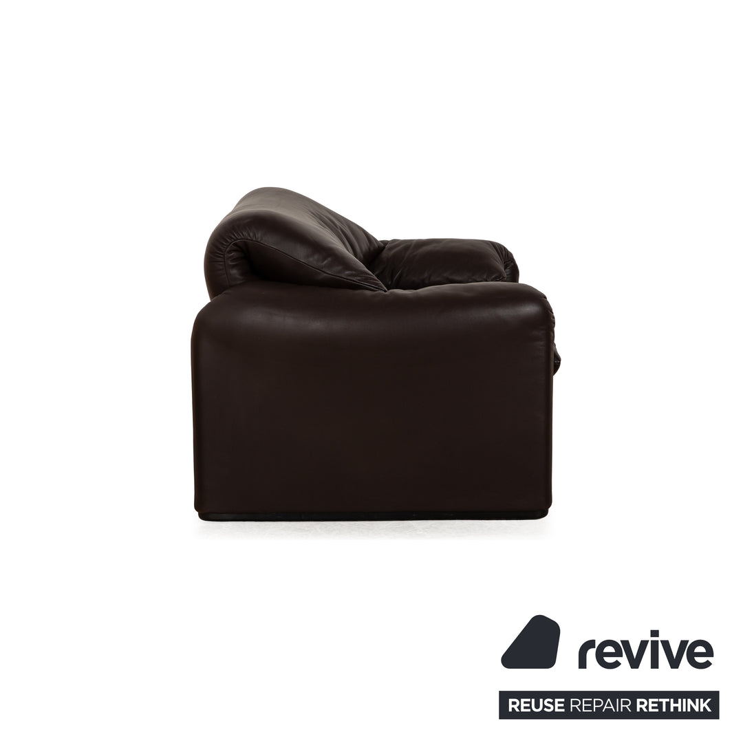 Cassina Maralunga Leather Armchair Set Brown Dark Brown Armchair Stool Manual Function