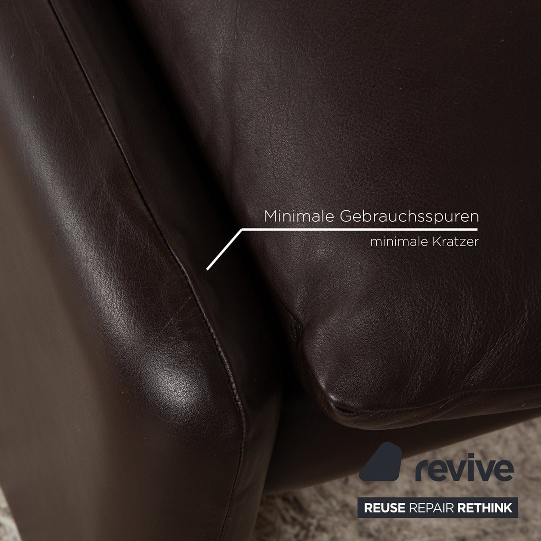Cassina Maralunga Leather Sofa Set Brown Dark Brown Manual Function 2x Two-Seater Armchair Stool Couch