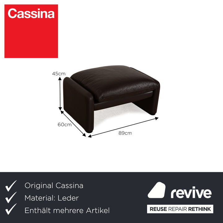Cassina Maralunga Leather Sofa Set Brown Dark Brown Manual Function 2x Two-Seater Armchair Stool Couch
