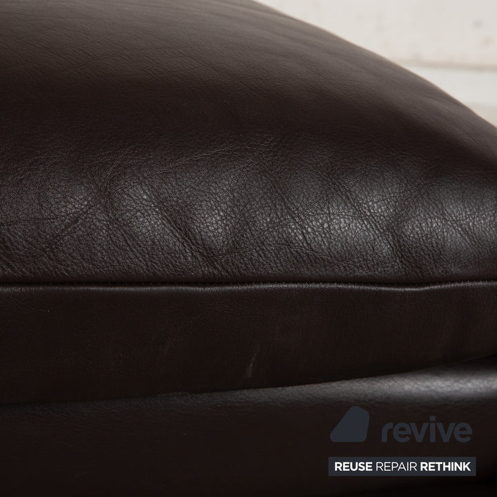 Cassina Maralunga Leather Sofa Set Brown Dark Brown Manual Function 2x Two-Seater Armchair Stool Couch