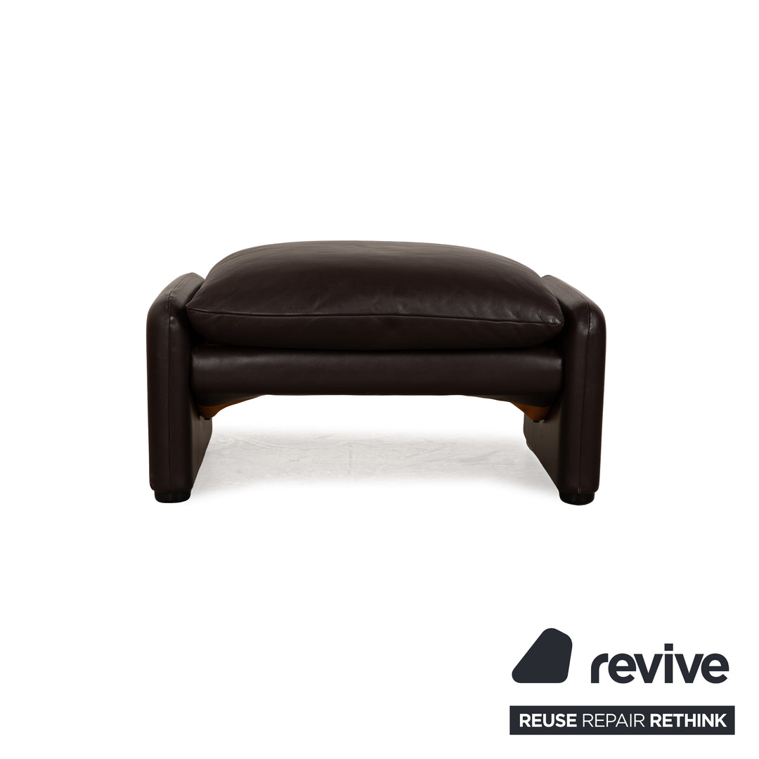 Cassina Maralunga Leather Sofa Set Brown Dark Brown Manual Function 2x Two-Seater Armchair Stool Couch