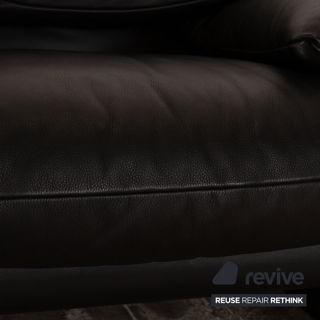 Cassina Maralunga leather sofa set black 2x two-seater couch manual function