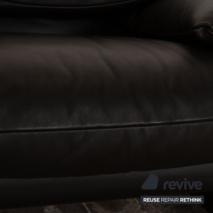 Cassina Maralunga leather sofa set black 2x two-seater couch manual function