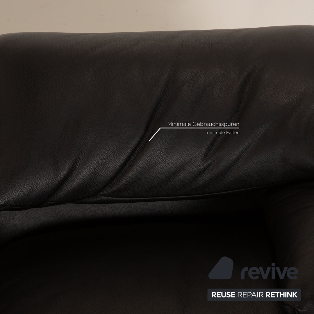 Cassina Maralunga leather sofa set black 2x two-seater couch manual function