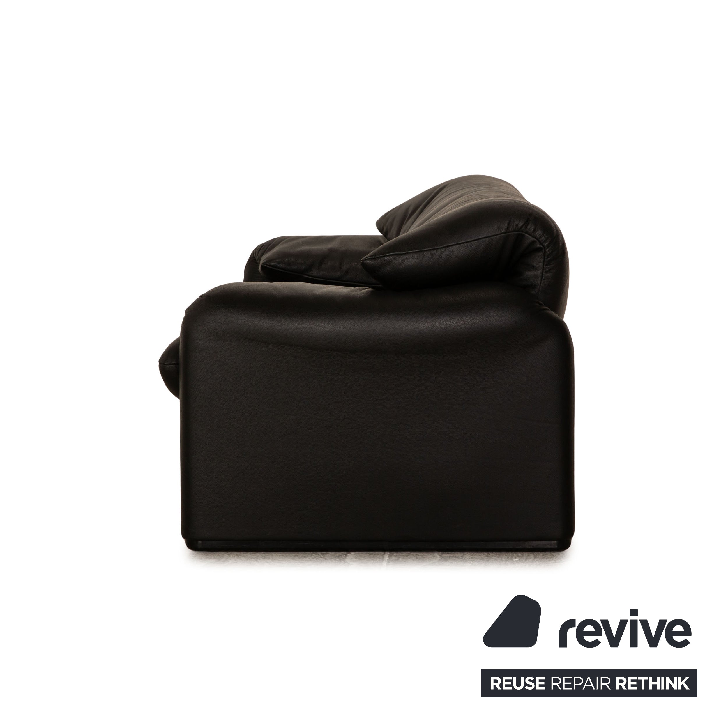Cassina Maralunga ensemble canapé en cuir noir 2x fauteuil deux places fonction manuelle