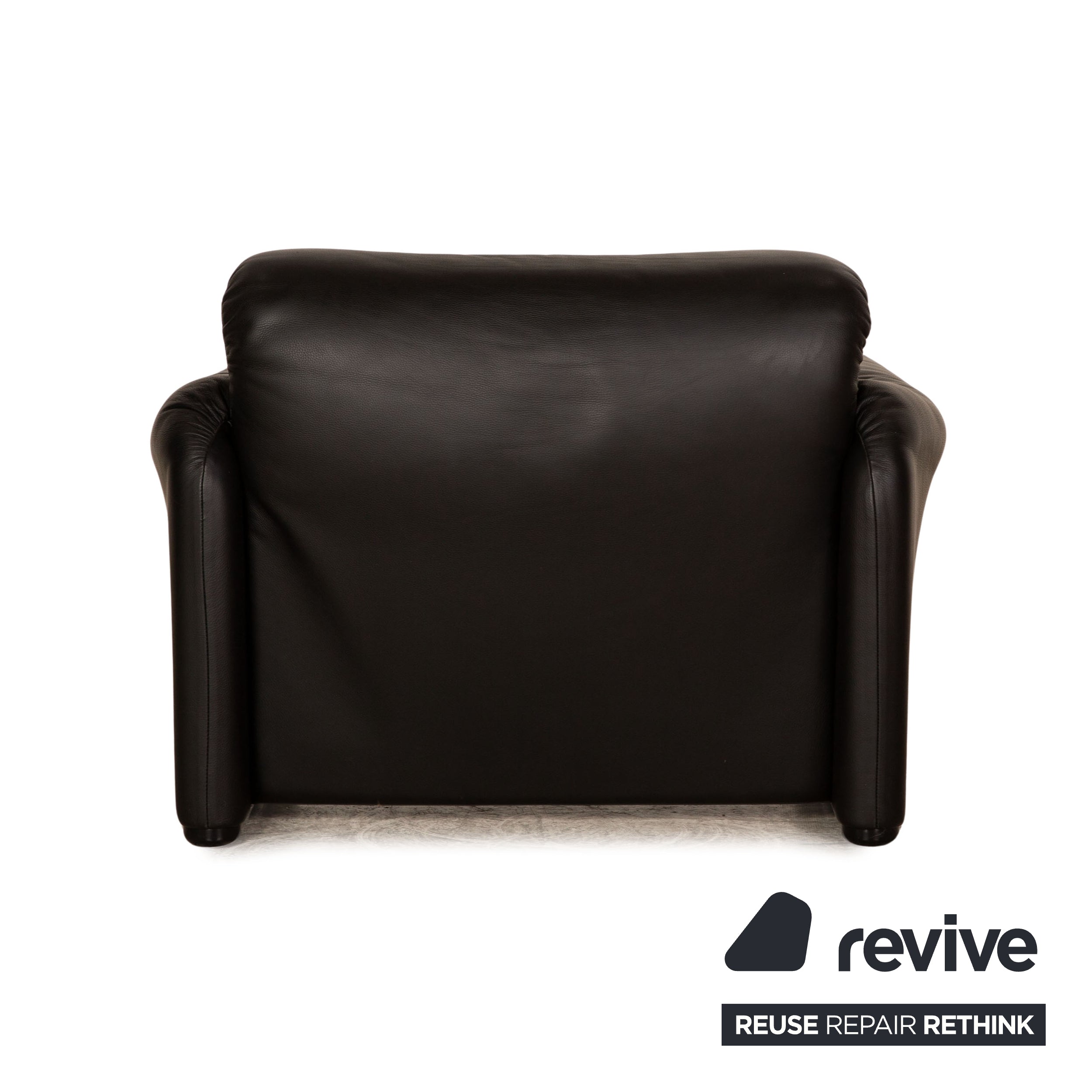 Cassina Maralunga ensemble canapé en cuir noir 2x fauteuil deux places fonction manuelle