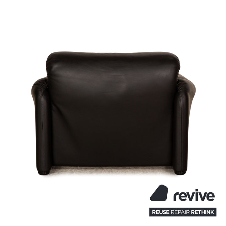 Cassina Maralunga leather sofa set black 2x two-seater armchair manual function
