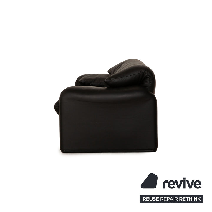 Cassina Maralunga leather sofa set black 2x two-seater armchair manual function
