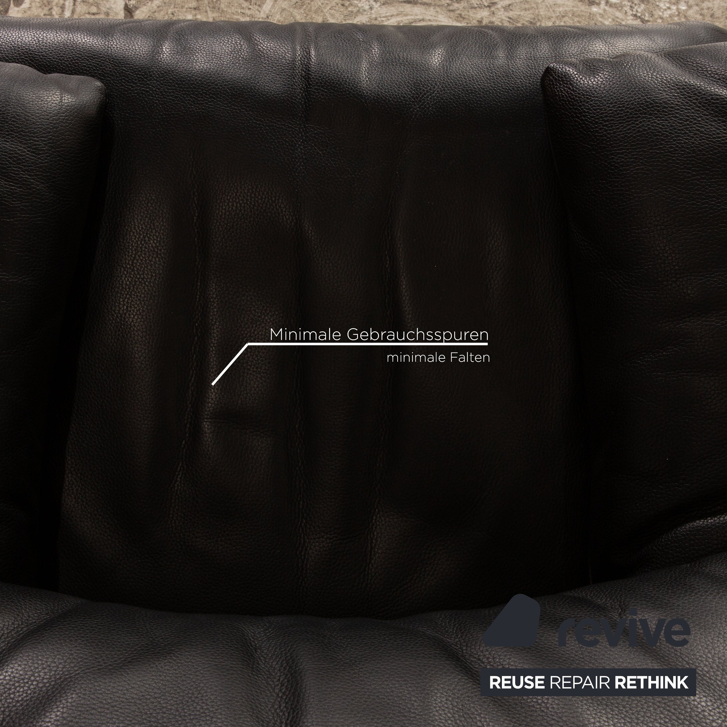 Cassina Maralunga ensemble canapé en cuir noir 2x fauteuil deux places fonction manuelle
