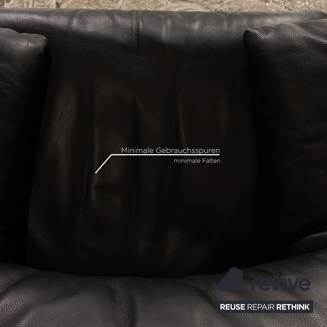 Cassina Maralunga ensemble canapé en cuir noir 2x fauteuil deux places fonction manuelle