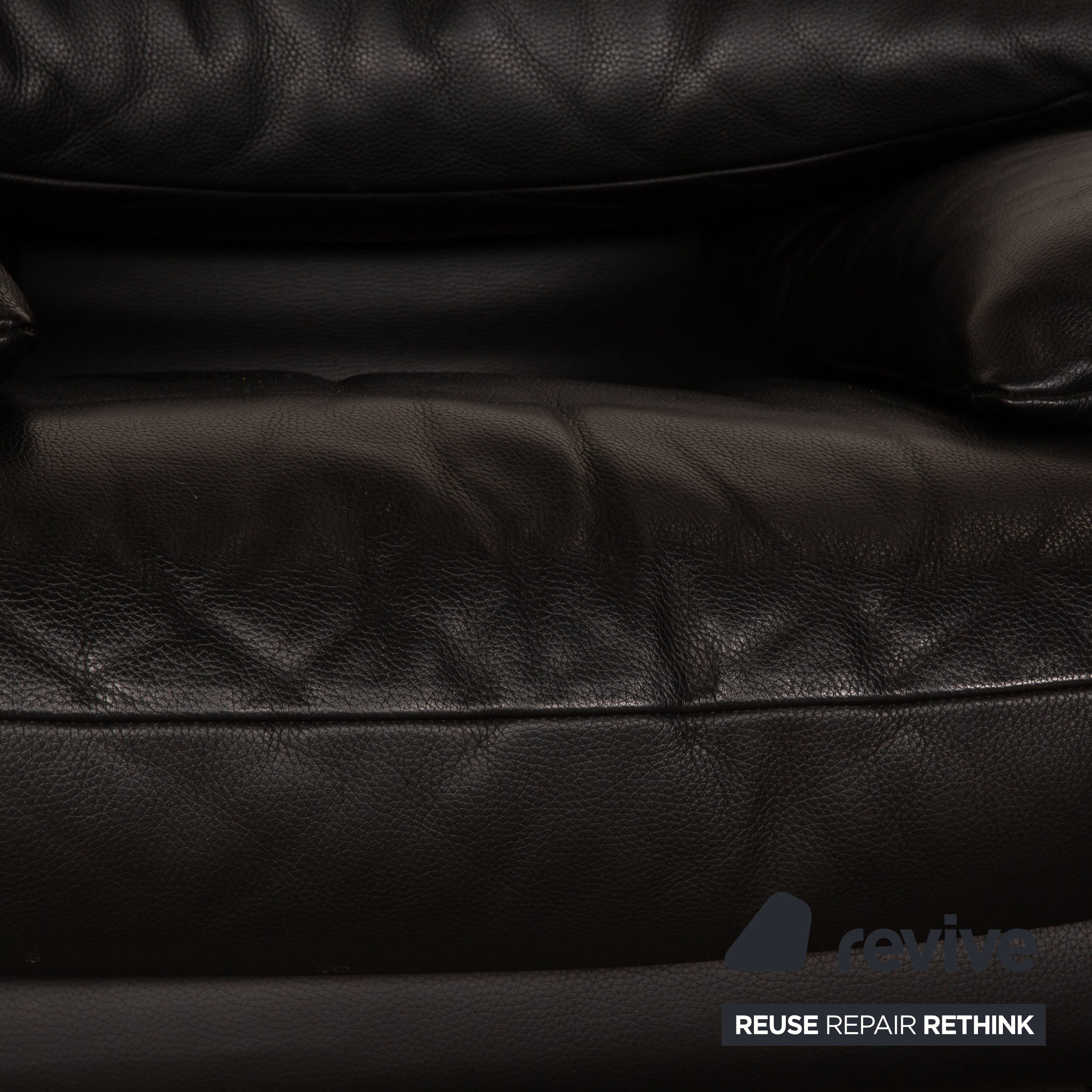 Cassina Maralunga ensemble canapé en cuir noir 2x fauteuil deux places fonction manuelle