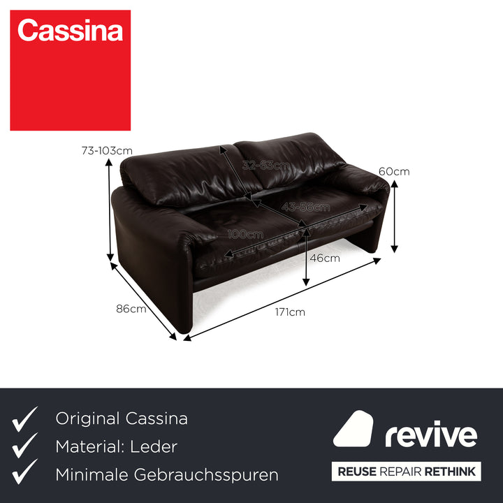 Cassina Maralunga Leder Zweisitzer Braun Dunkelbraun manuelle Funktion Sofa Couch