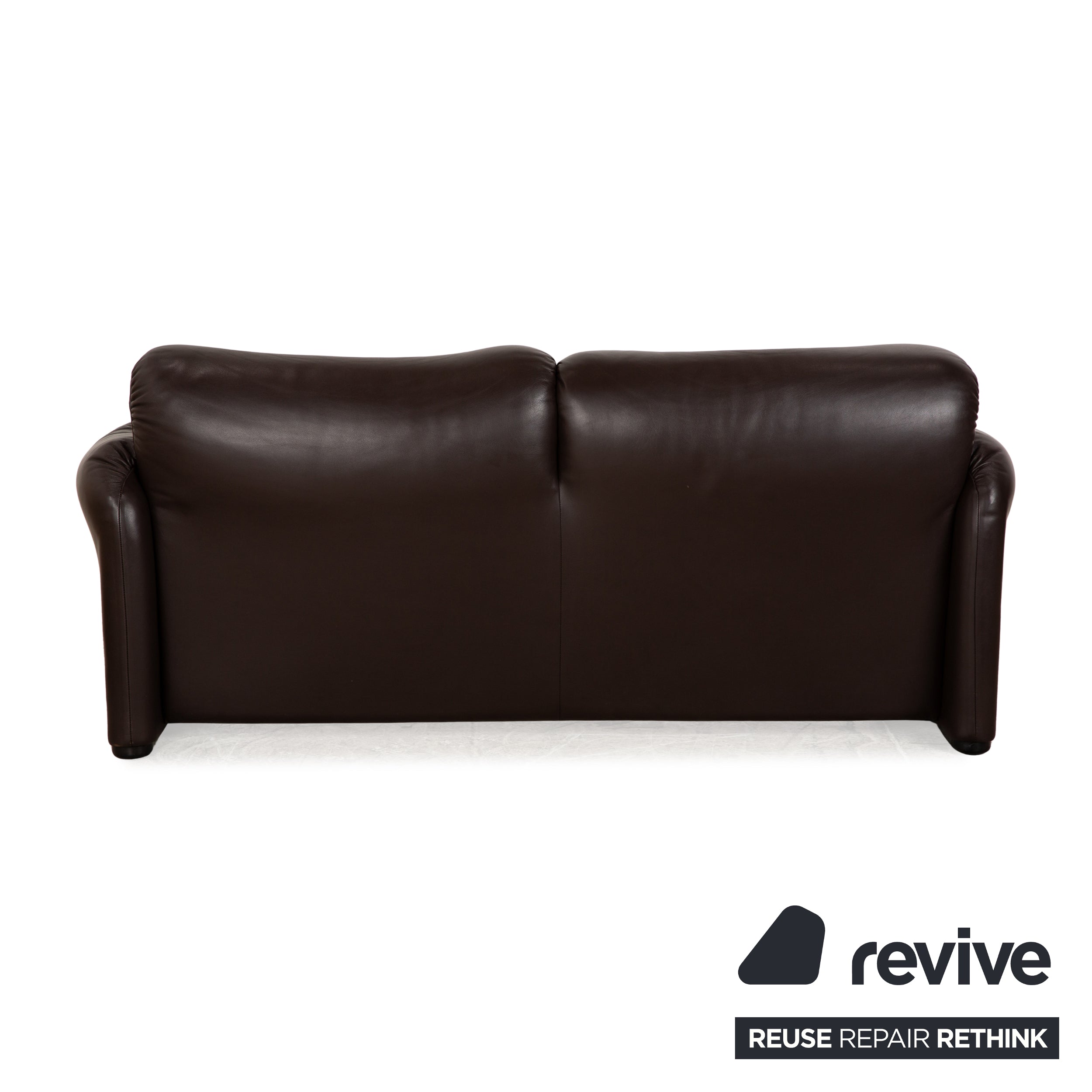 Cassina Maralunga Canapé deux places en cuir marron foncé à fonction manuelle