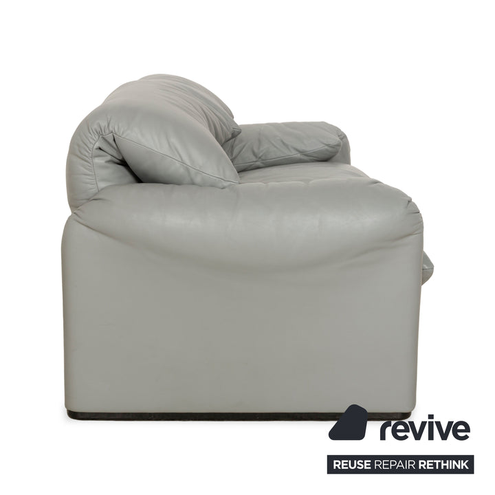 Cassina Maralunga Leather Two-Seater Grey Sofa Couch Manual Function