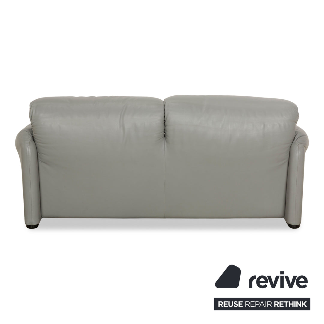 Cassina Maralunga Leather Two-Seater Grey Sofa Couch Manual Function
