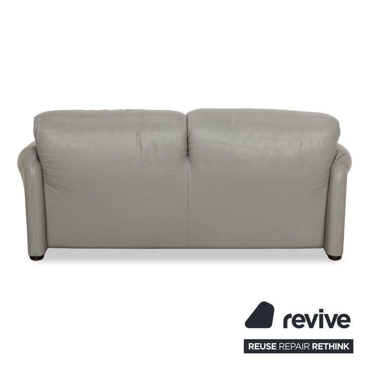 Cassina Maralunga Leather Two-Seater Grey Sofa Couch Manual Function