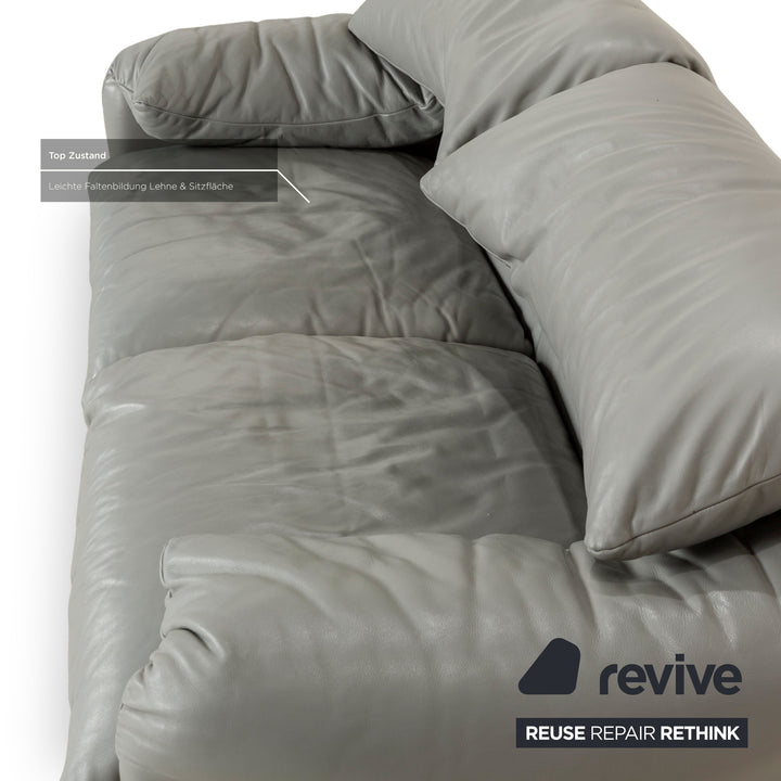 Cassina Maralunga Leder Zweisitzer Grau Sofa Couch manuelle Funktion