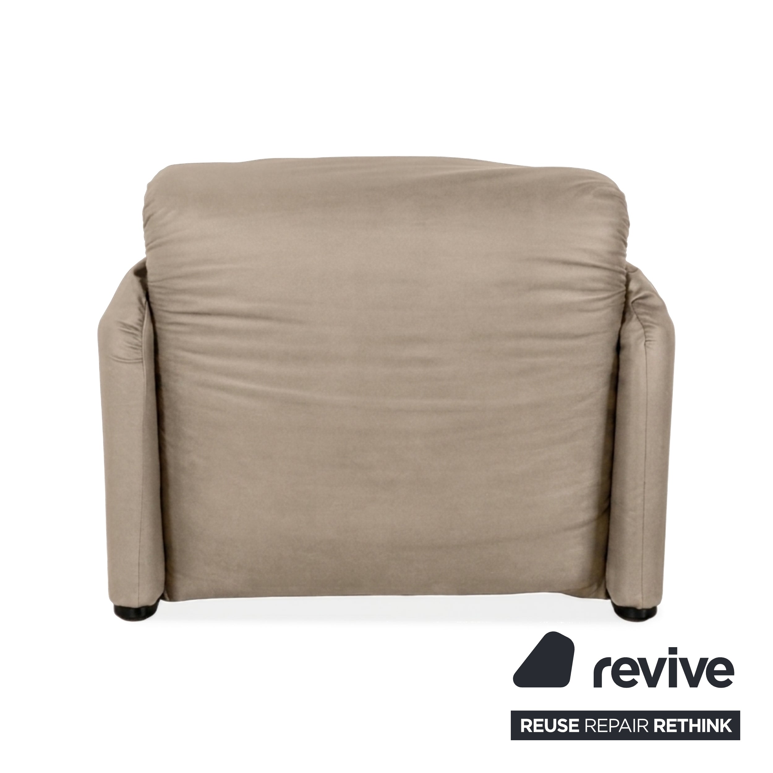 Cassina Maralunga Armchair Ottoman Vegan Leather Beige Taupe Manual Function Newly Upholstered