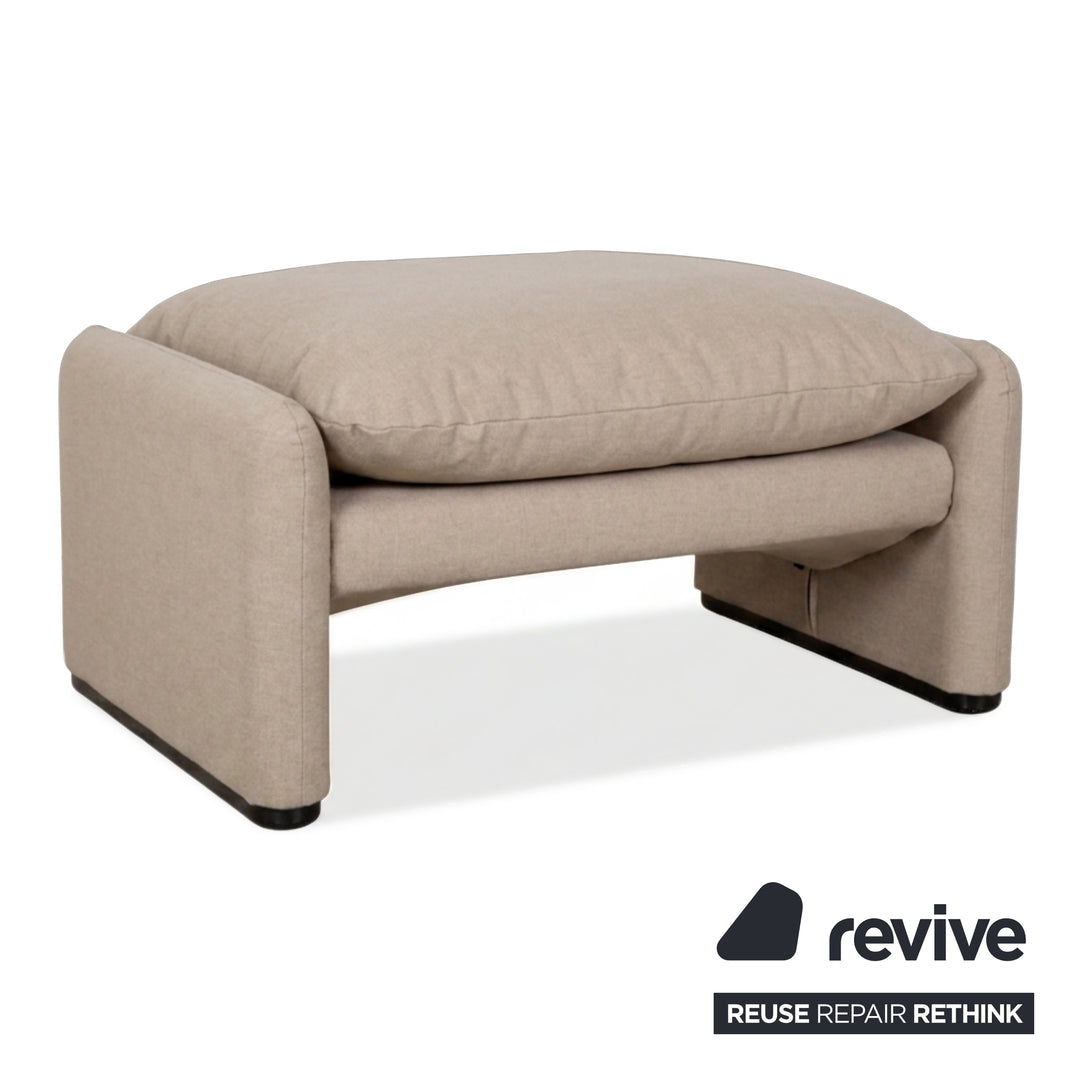 Cassina Maralunga Sessel + Hocker veganes Leder GAVIN 100 Beige manuelle Funktion