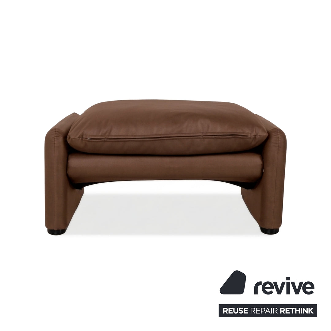 Cassina Maralunga Sessel + Hocker veganes Leder GAVIN 103 Cognac manuelle Funktion