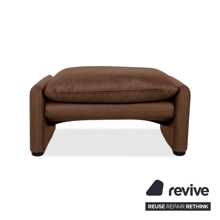 Cassina Maralunga Sessel + Hocker veganes Leder GAVIN 103 Cognac manuelle Funktion