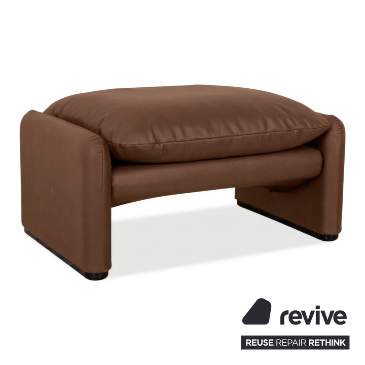 Cassina Maralunga Sessel Hocker veganes Leder Braun Cognac manuelle Funktion Neubezug