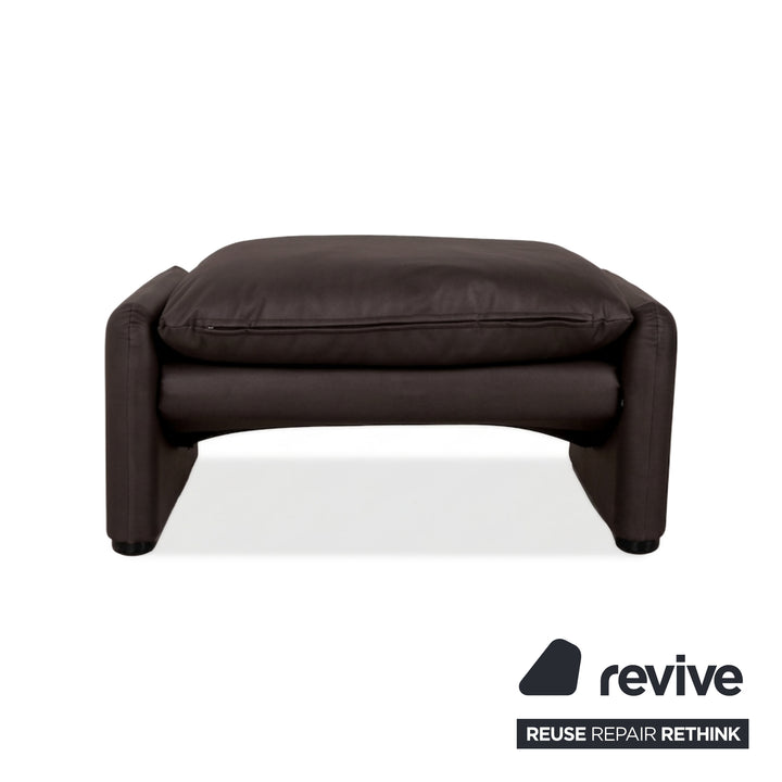 Cassina Maralunga Sessel + Hocker veganes Leder GAVIN 105 Mokka manuelle Funktion