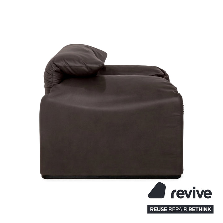 Cassina Maralunga Sessel + Hocker veganes Leder GAVIN 105 Mokka manuelle Funktion