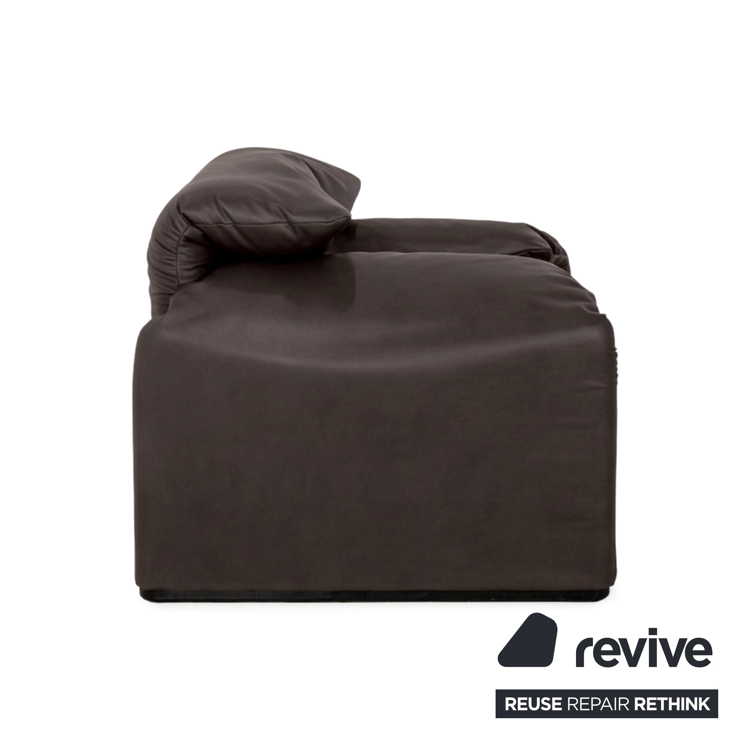 Cassina Maralunga Armchair Ottoman Vegan Leather Dark Brown Espresso Manual Function Reupholstered