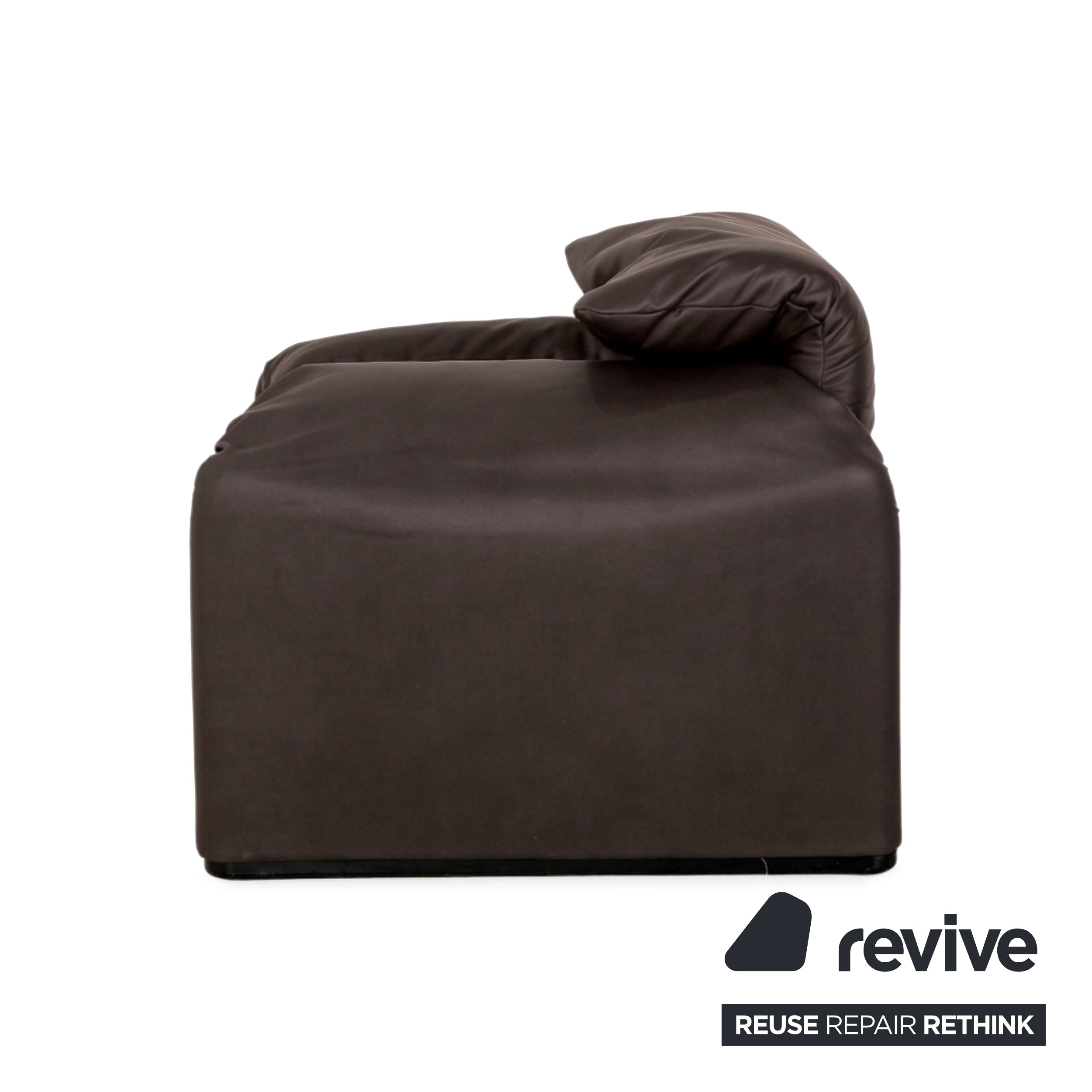 Cassina Maralunga Armchair Ottoman Vegan Leather Dark Brown Espresso Manual Function Reupholstered