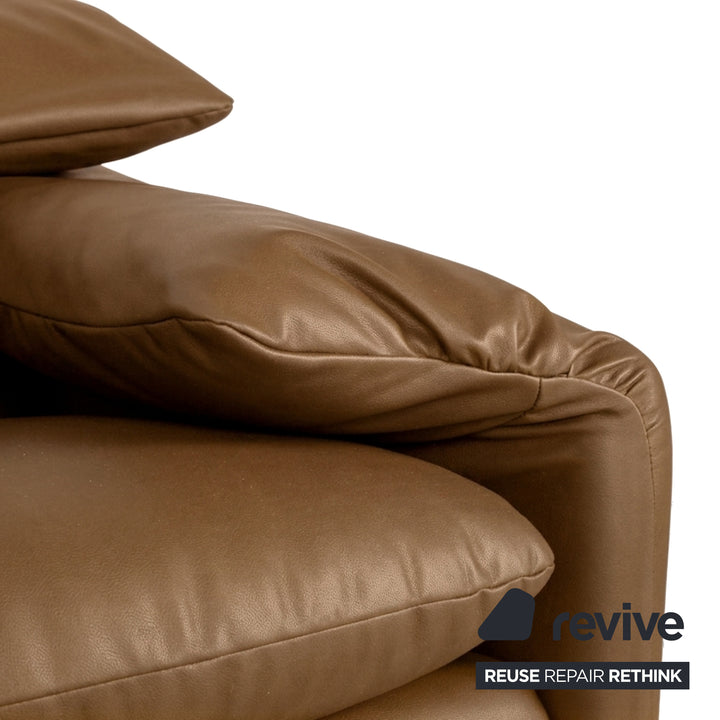 Cassina Maralunga Sessel + Hocker veganes Leder GAVIN 106 Gelb manuelle Funktion