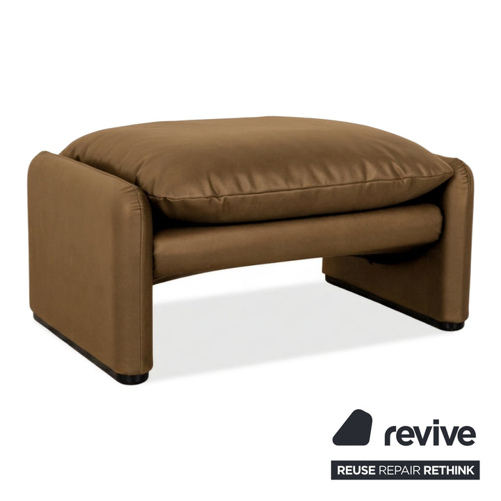 Cassina Maralunga Sessel + Hocker veganes Leder GAVIN 106 Gelb manuelle Funktion
