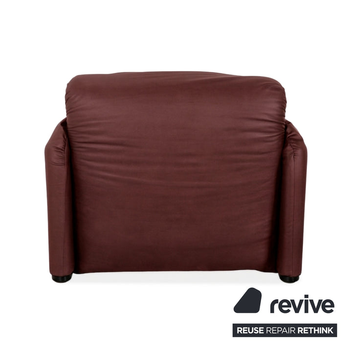 Cassina Maralunga Sessel + Hocker veganes Leder GAVIN 107 Bordeaux Rot manuelle Funktion