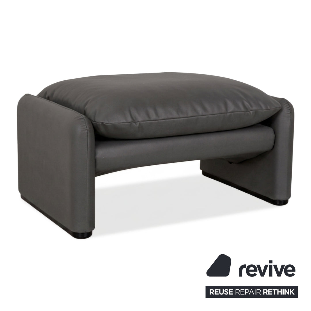 Cassina Maralunga Sessel + Hocker veganes Leder GAVIN 115 Grau manuelle Funktion