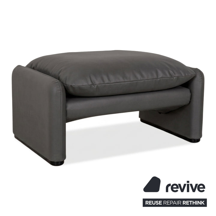 Cassina Maralunga Sessel + Hocker veganes Leder GAVIN 115 Grau manuelle Funktion