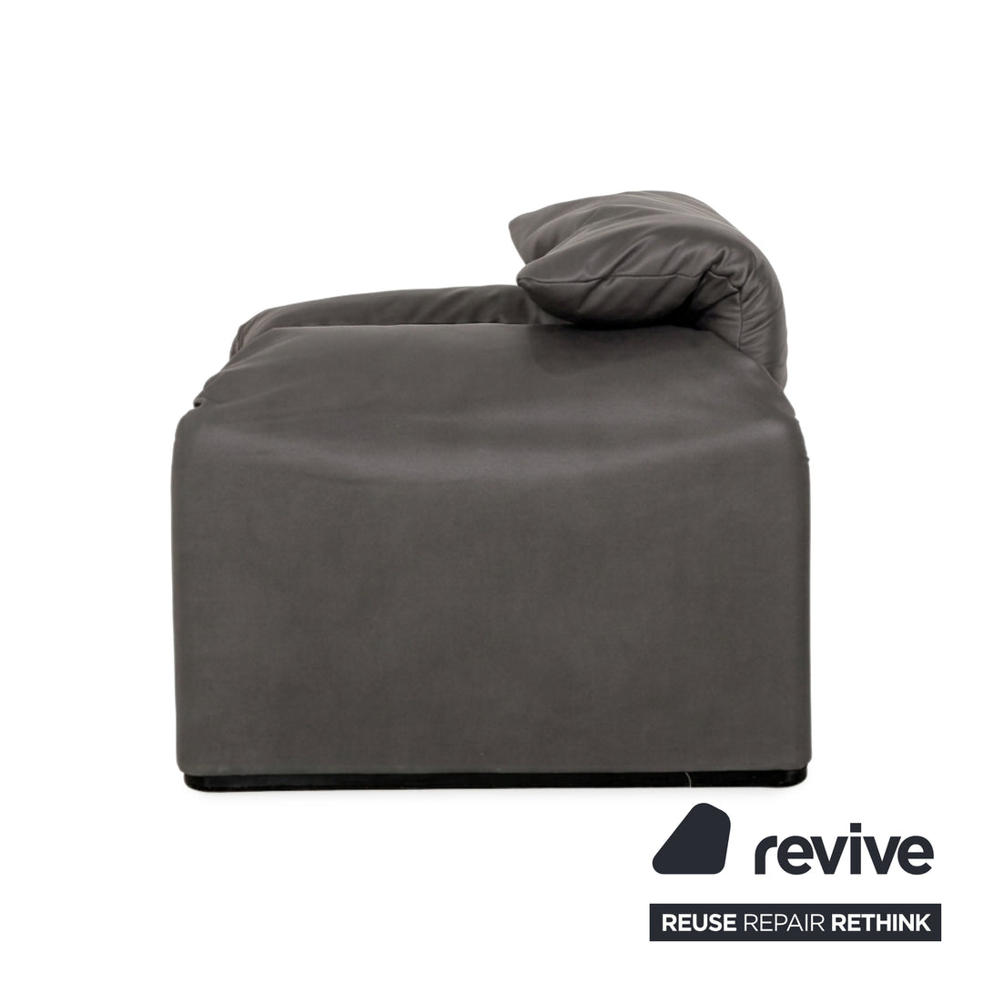Cassina Maralunga Sessel + Hocker veganes Leder GAVIN 115 Grau manuelle Funktion