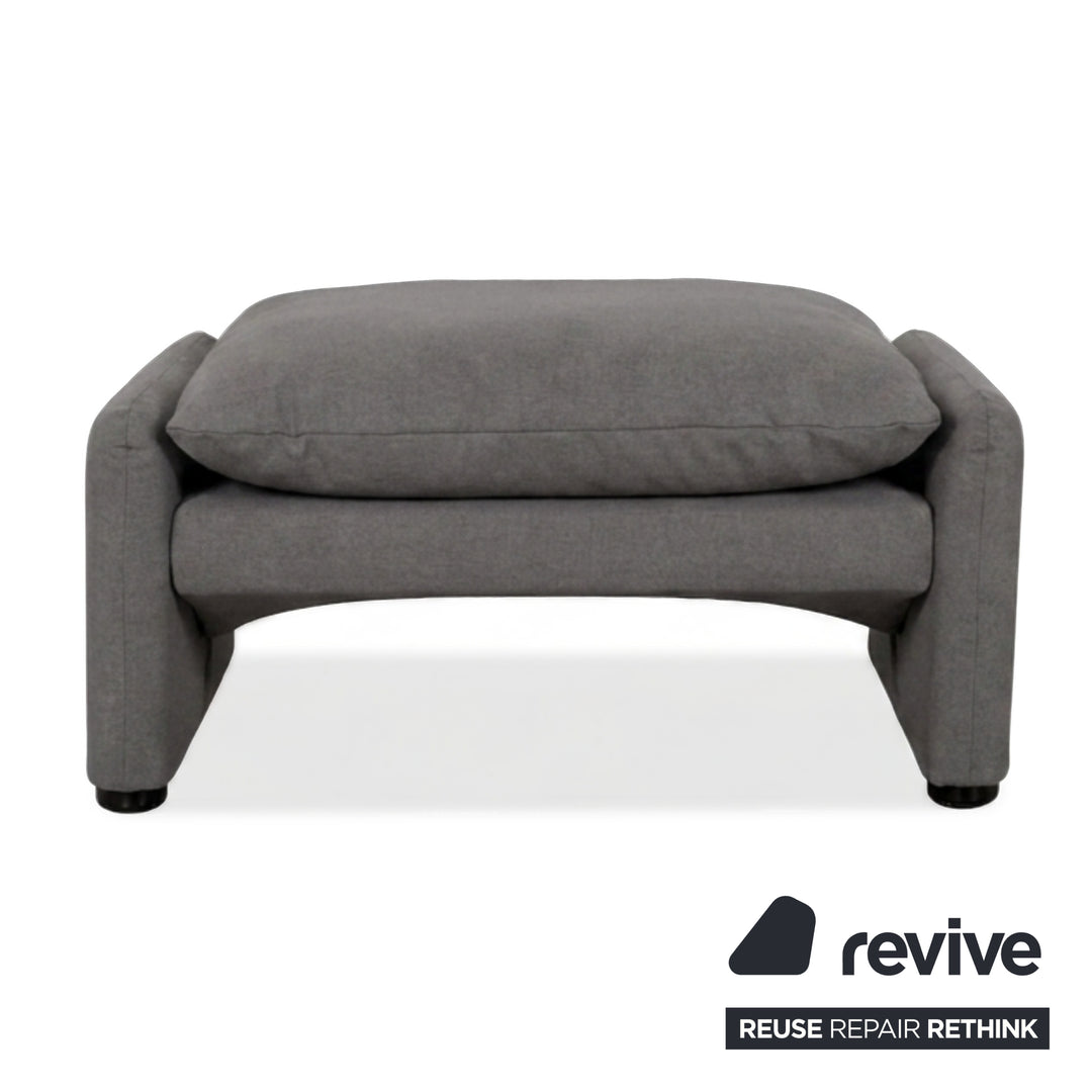 Cassina Maralunga Sessel + Hocker veganes Leder GAVIN 115 Grau manuelle Funktion