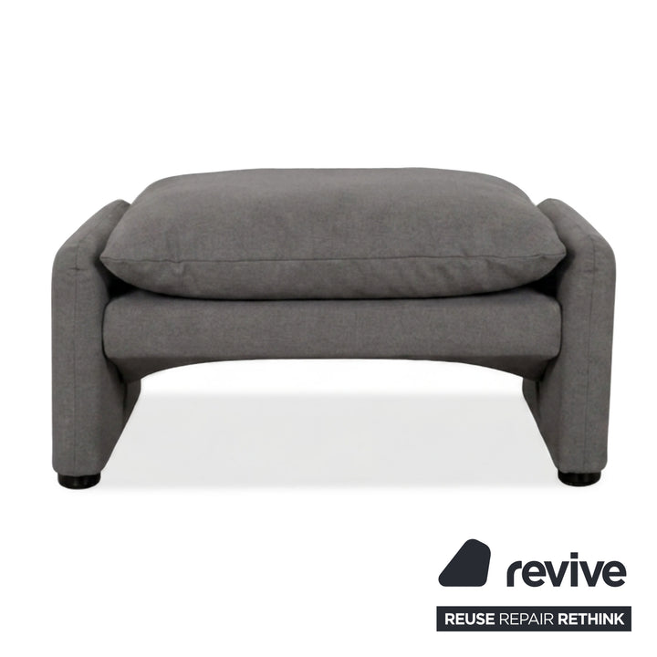 Cassina Maralunga Sessel + Hocker veganes Leder GAVIN 115 Grau manuelle Funktion