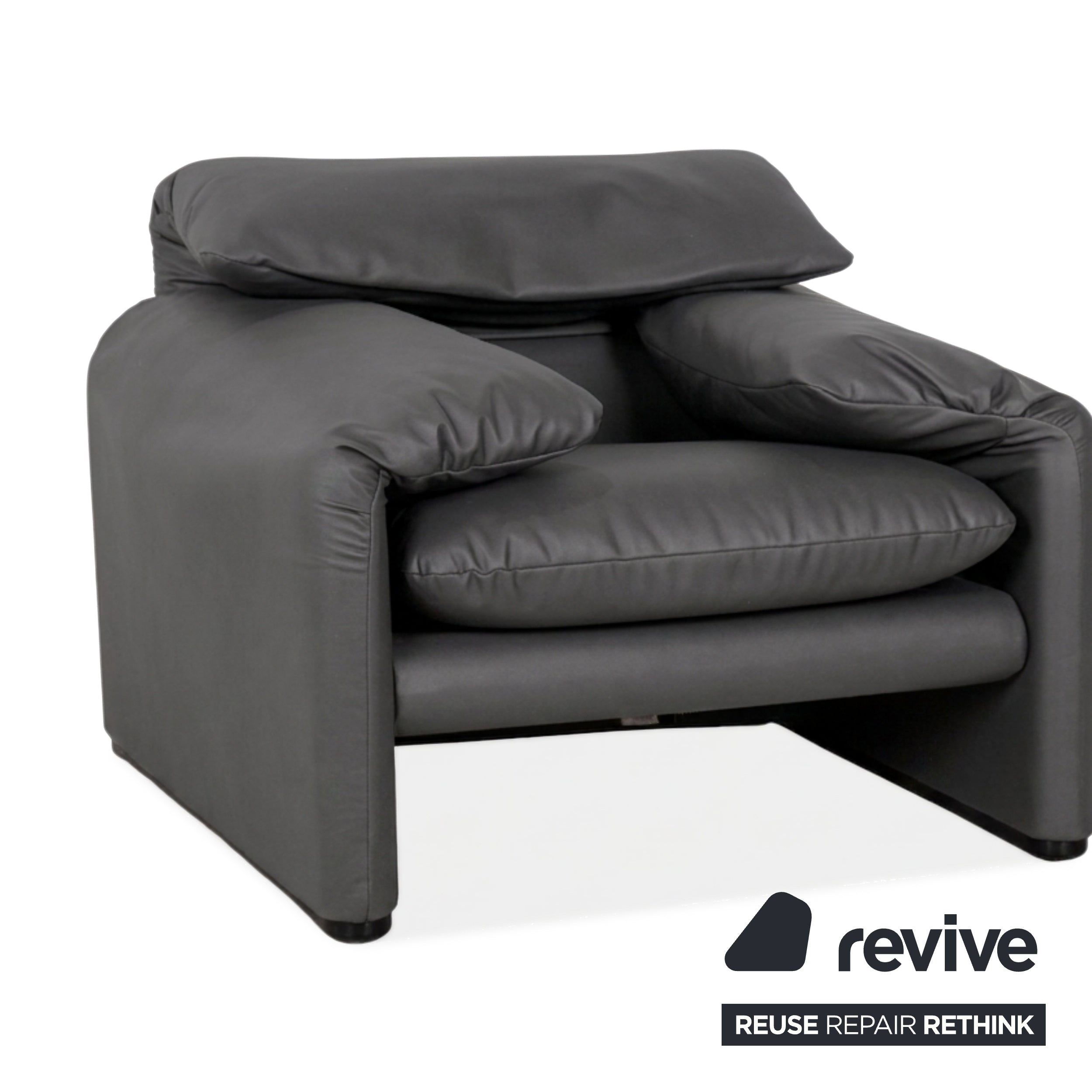 Cassina Maralunga Armchair Ottoman Vegan Leather Gray Manual Function New Upholstery