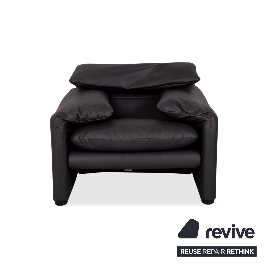 Cassina Maralunga armchair + footstool vegan leather GAVIN 117 anthracite manual function