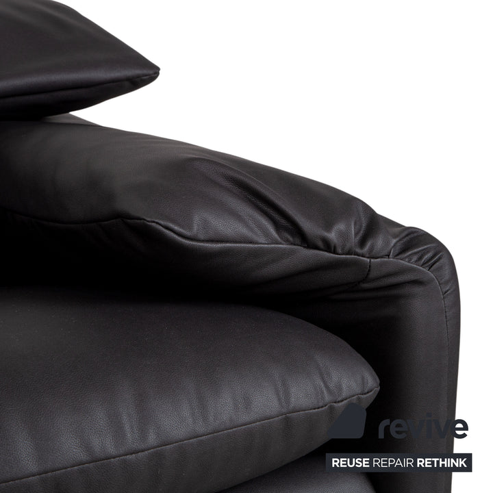 Cassina Maralunga armchair + footstool vegan leather GAVIN 117 anthracite manual function