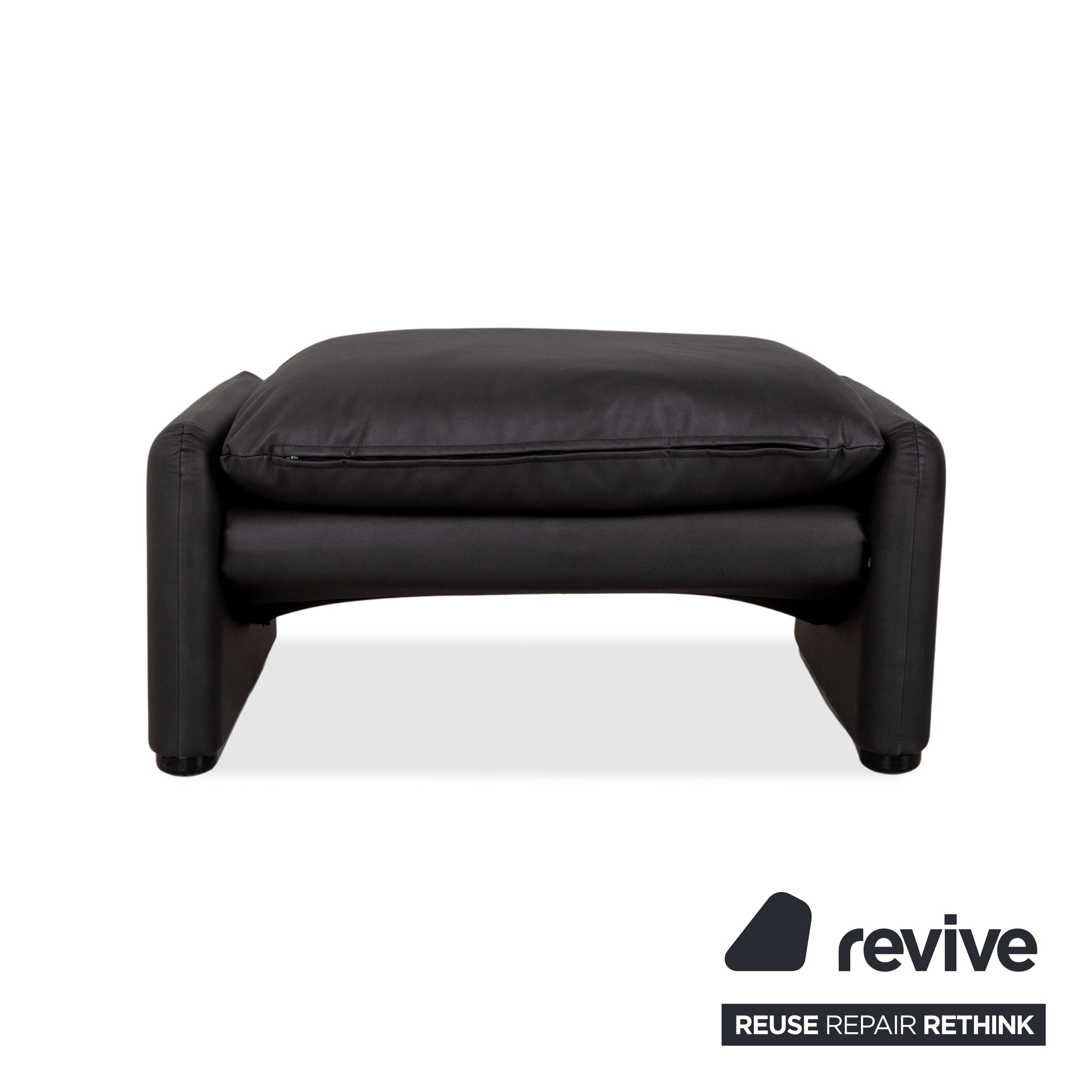 Cassina Maralunga Fauteuil Repose-pieds cuir végétalien noir fonction manuelle Revêtement neuf