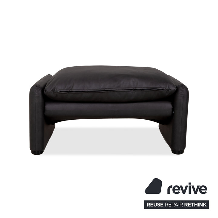 Cassina Maralunga Sessel + Hocker veganes Leder GAVIN 117 Anthrazit manuelle Funktion