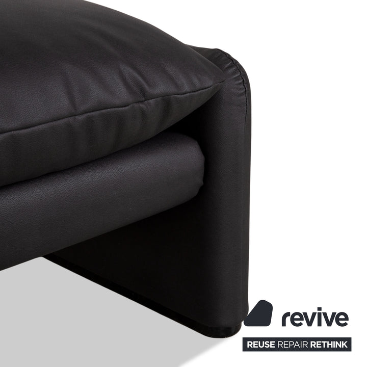 Cassina Maralunga armchair + footstool vegan leather GAVIN 117 anthracite manual function