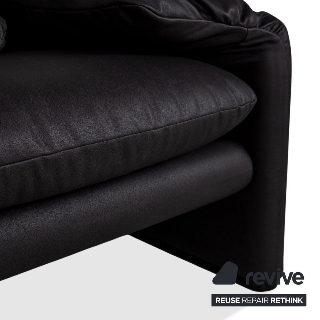 Cassina Maralunga armchair + footstool vegan leather GAVIN 117 anthracite manual function