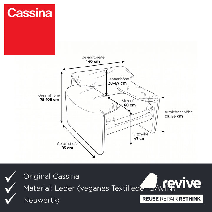 Cassina Maralunga Sessel veganes Leder GAVIN 100 Beige manuelle Funktion
